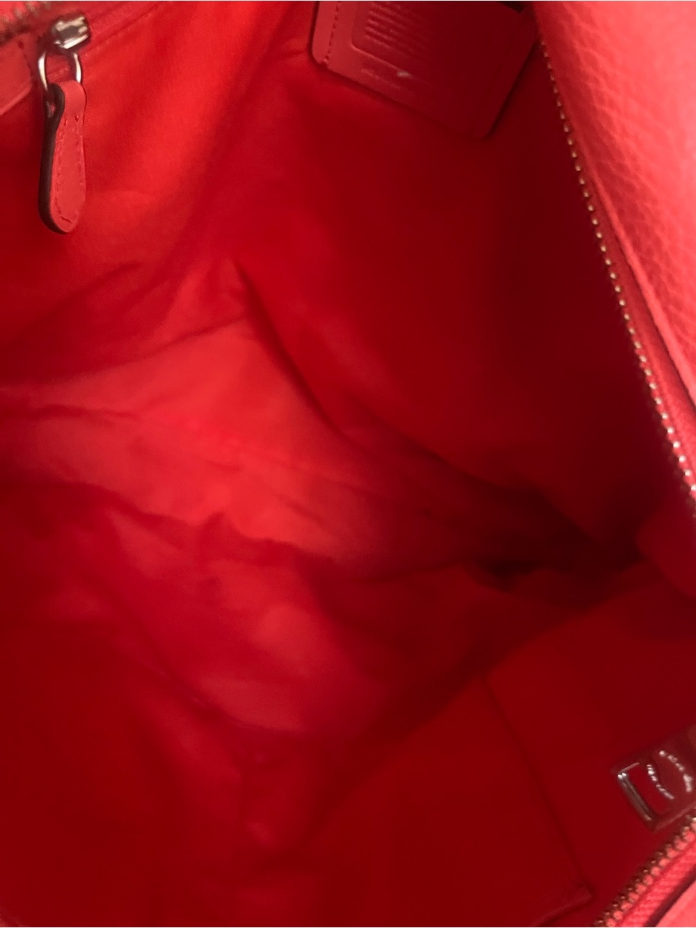 Coach Red Pebbled Leather Turnlock Tote - Picture 6 of 7